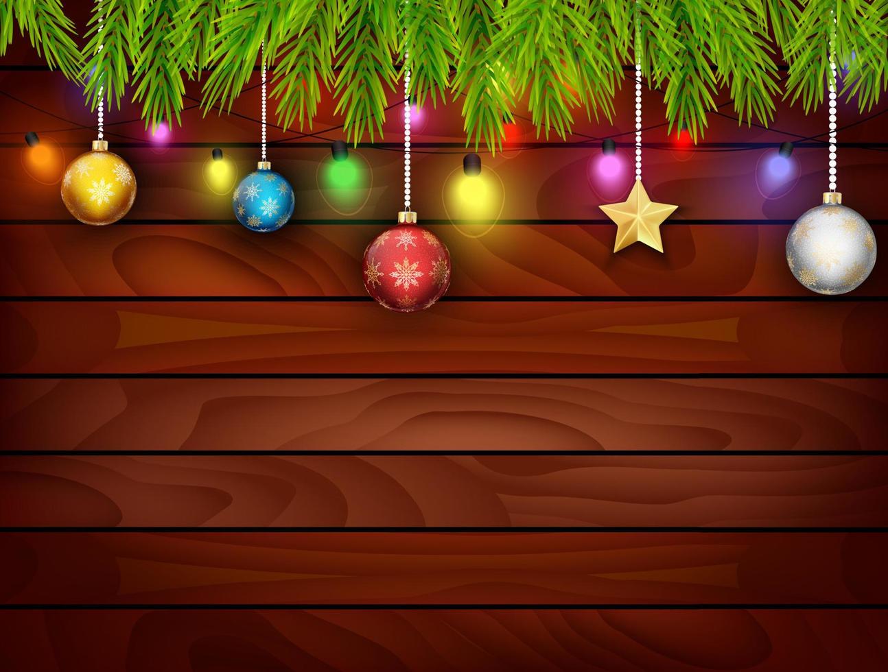 Planked wood with Christmas ornament vector