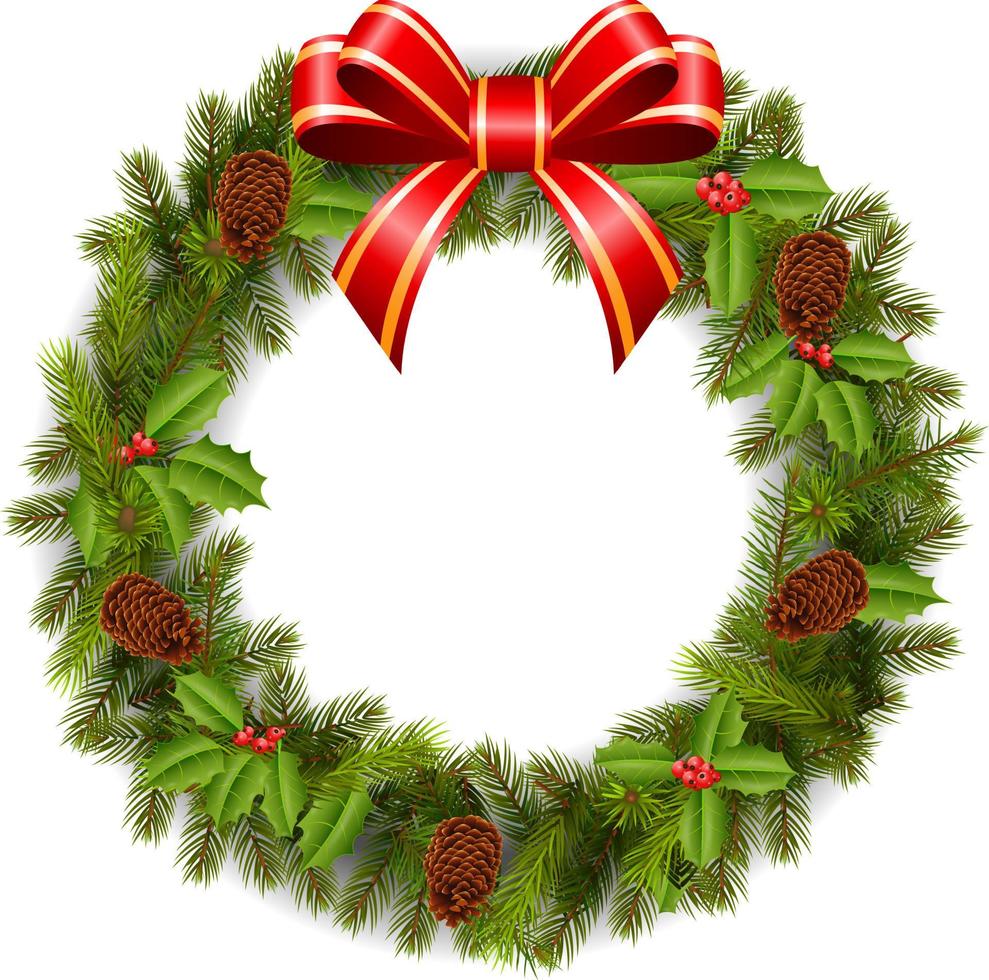 christmas wreath illustration vector