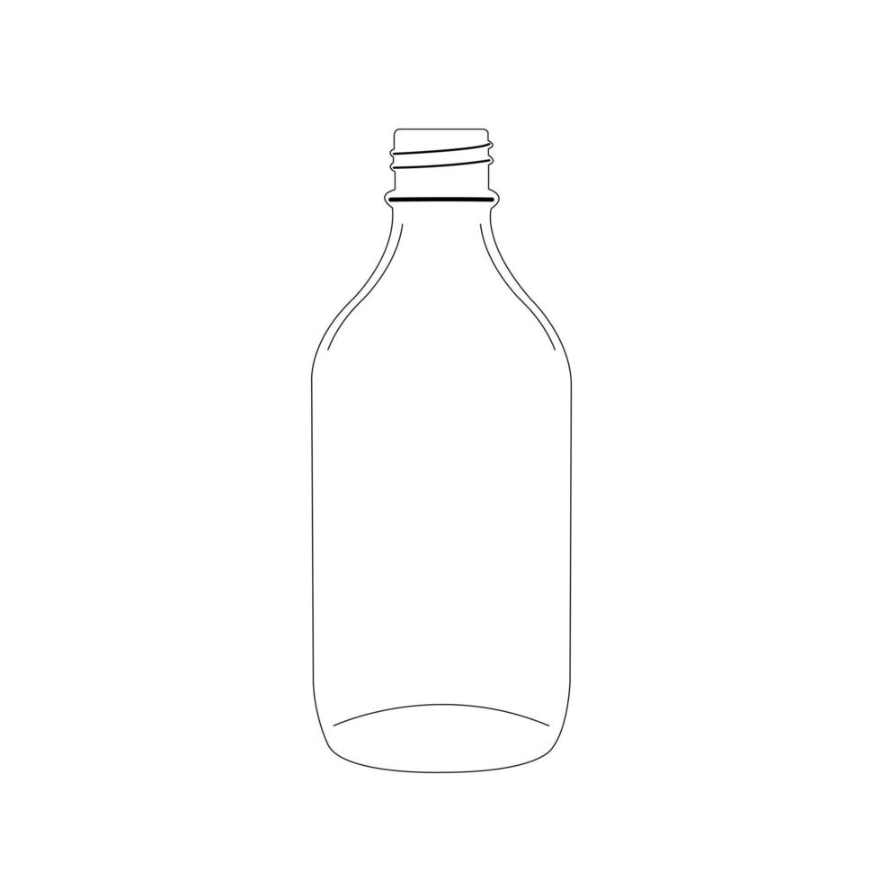 Botella de vidrio transparente de 500 ml sin tapa, ilustración de vector de cuello de 31 mm