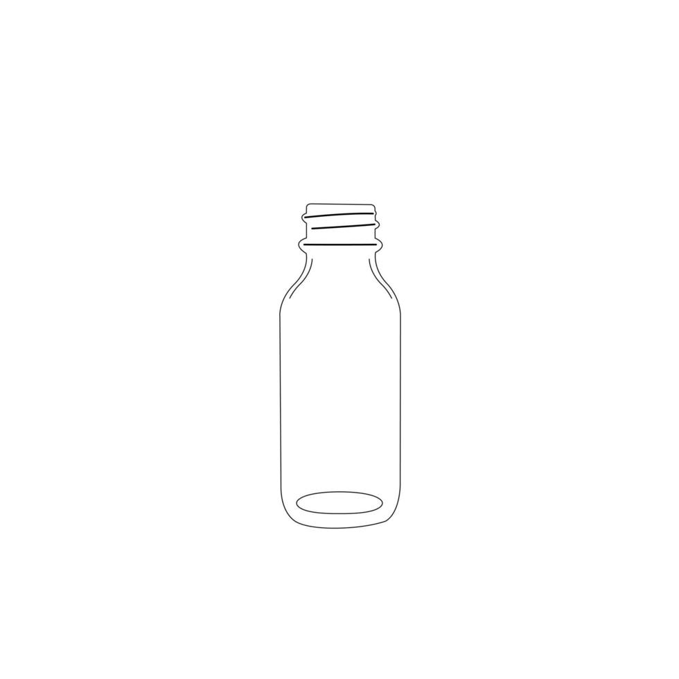 Botella de vidrio transparente de 30 ml sin tapa, ilustración de vector de cuello de 20 mm