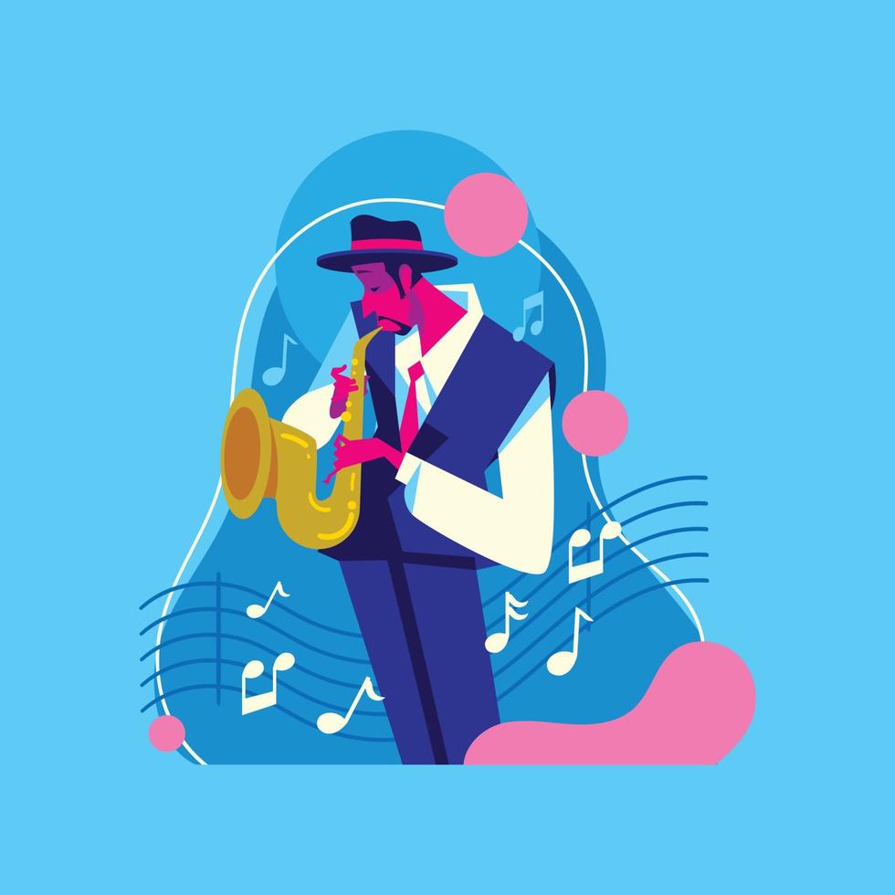saxofonista de jazz vector