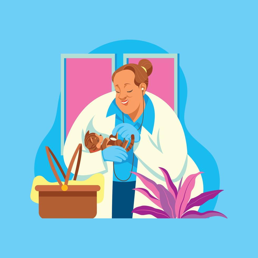 Pet Doctor Nursing A Cat vector