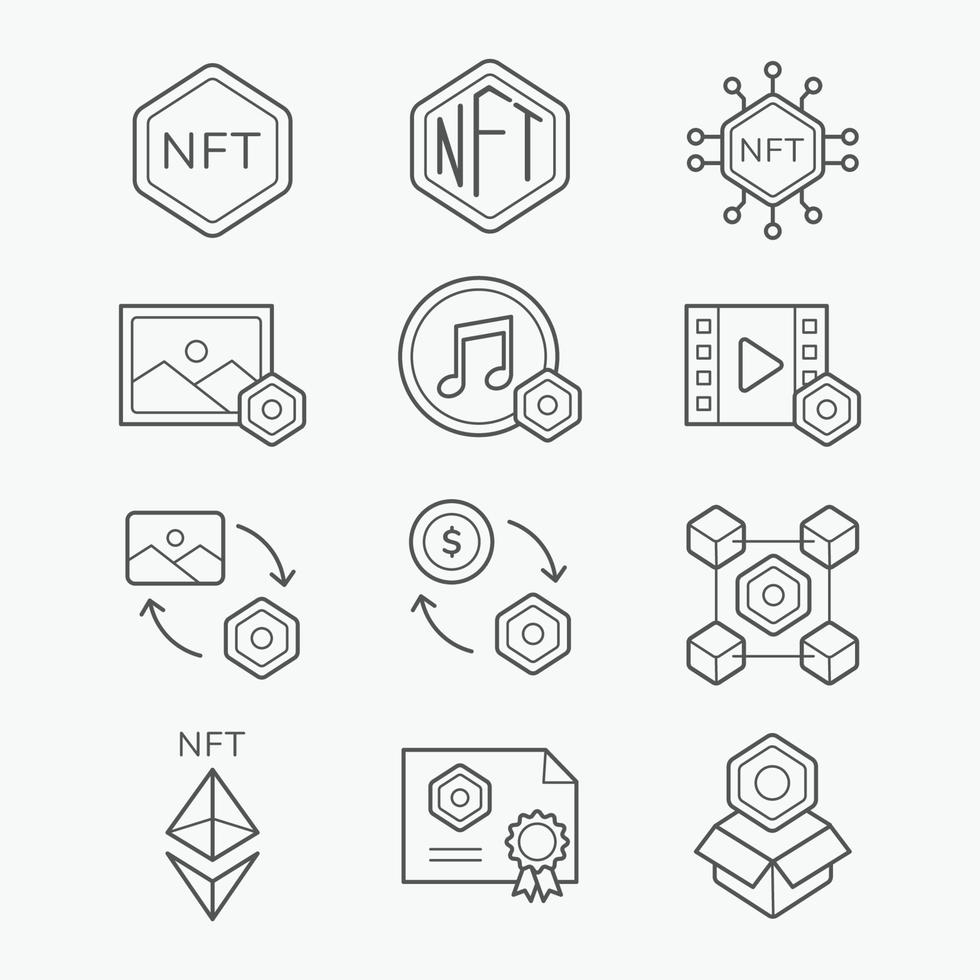 NFT Line Icon Set vector