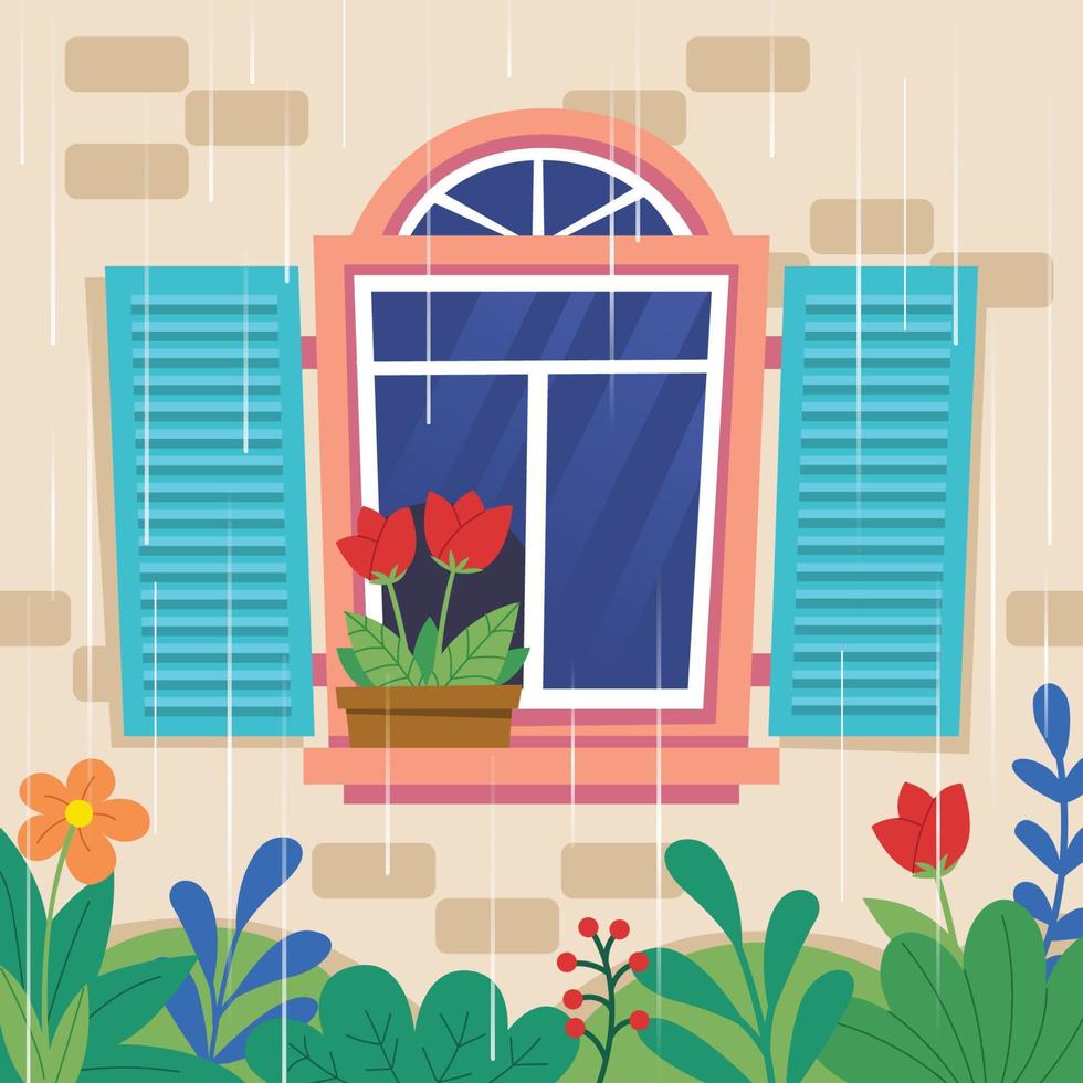 Rain Shower in The Spring vector