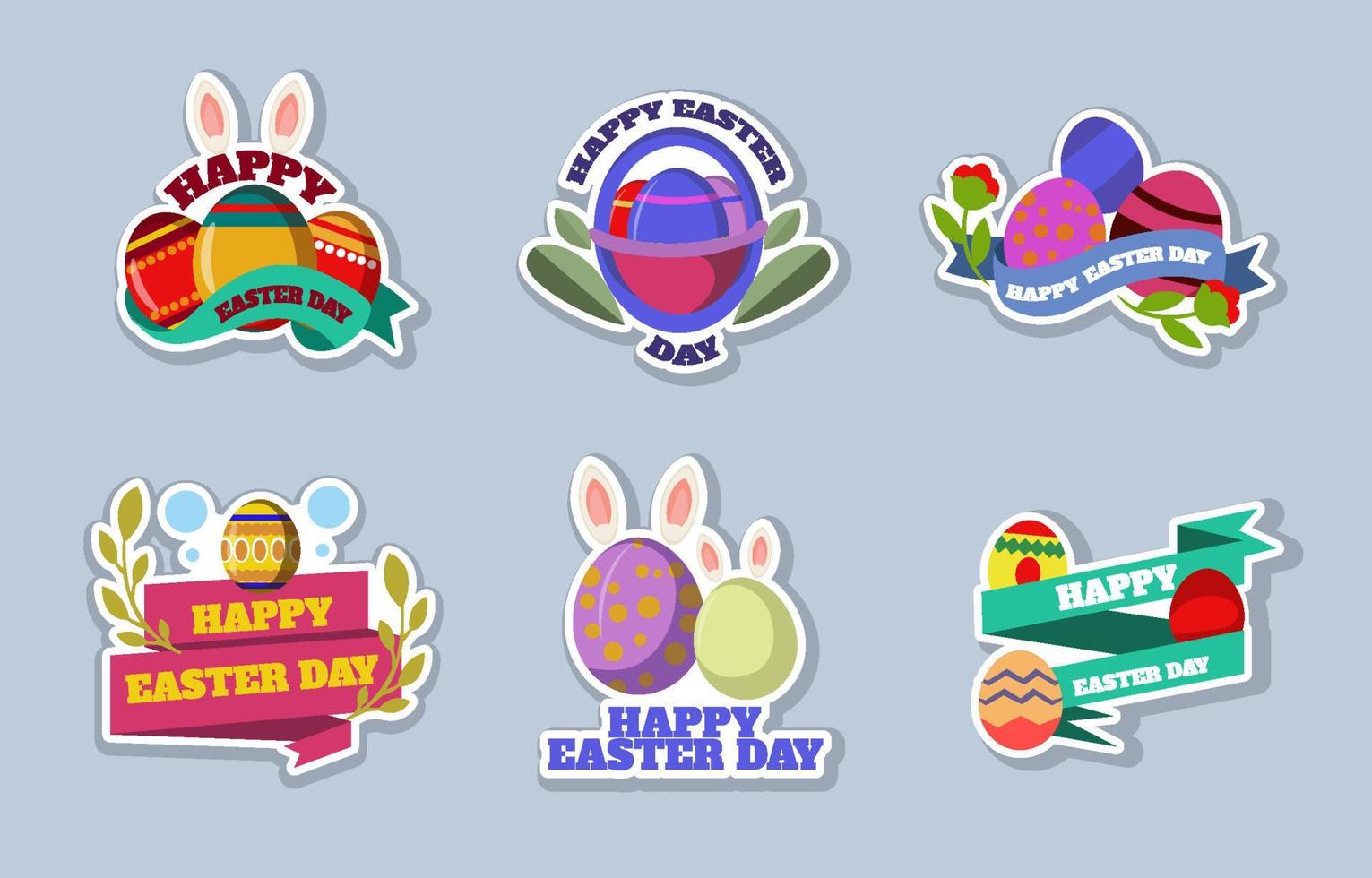 Set of Easter Sticker vector