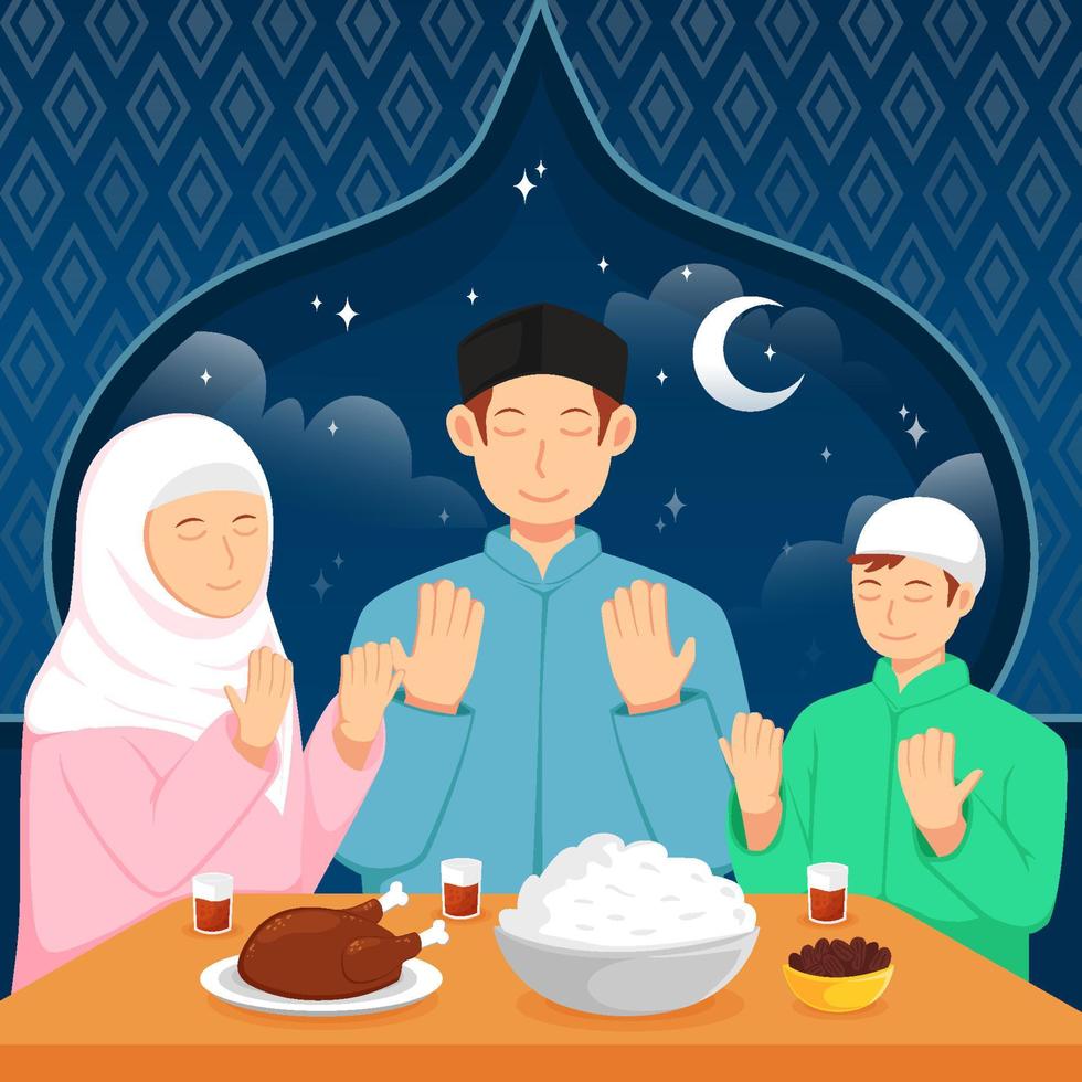 ramadán iftar concepto plano vector