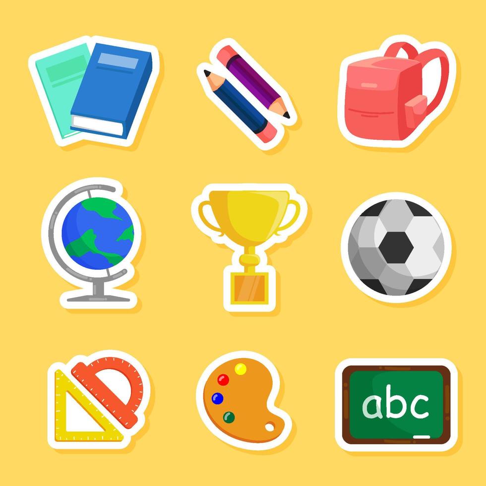 School Element Sticker Set vector