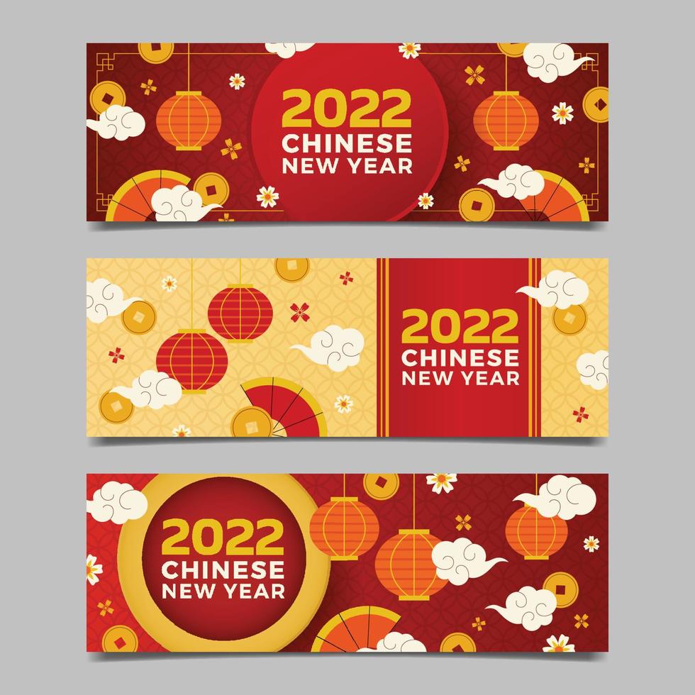 2022 Chinese New Year Banner Set vector