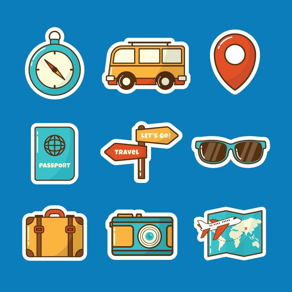 Flat Travel Sticker Collection vector