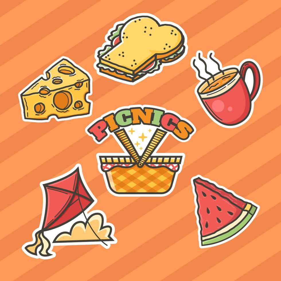 Cute Picnic  Sticker Pack vector