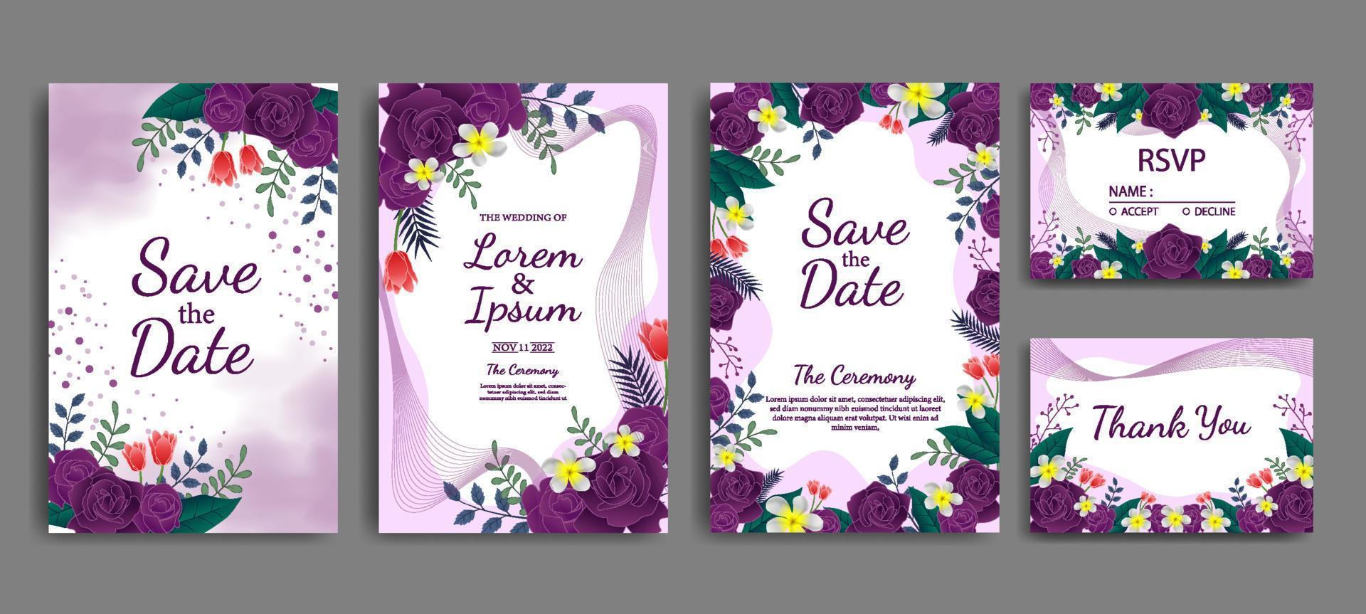 Template Wedding Invitation Set vector