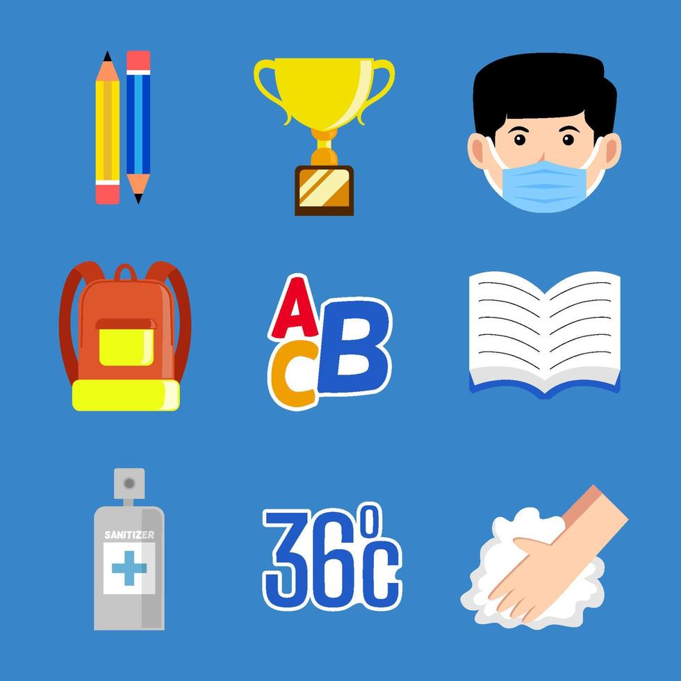 New Normal Back to School Icon Set vector