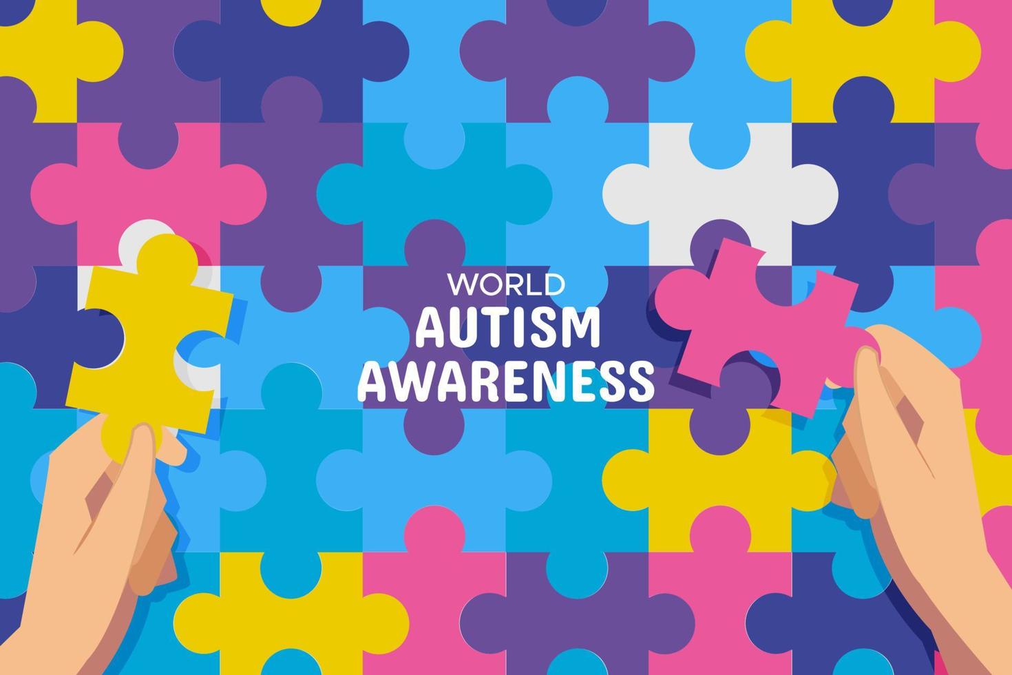 World Autism Awareness Background with Jigsaw Puzzle Concept vector