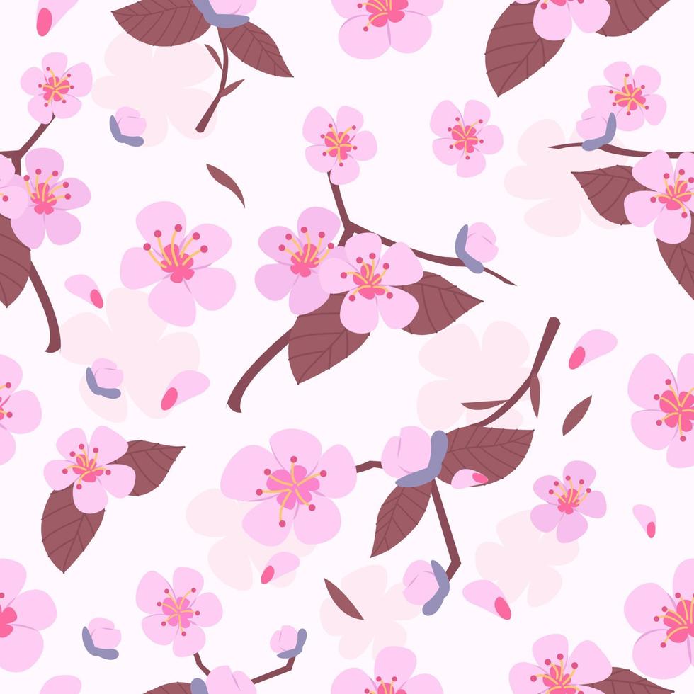 Cherry Blossom Seamless Pattern vector