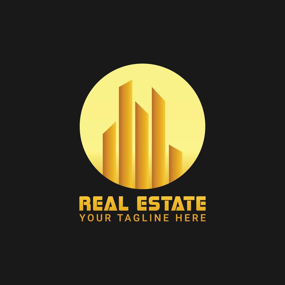 diseño de logotipo inmobiliario, color degradado amarillo vector
