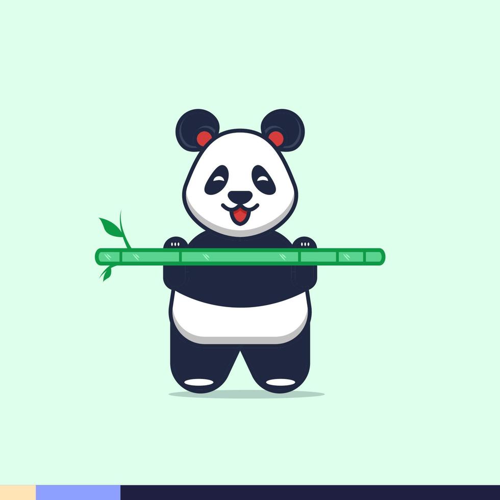 panda ilustración levantando bambú vector