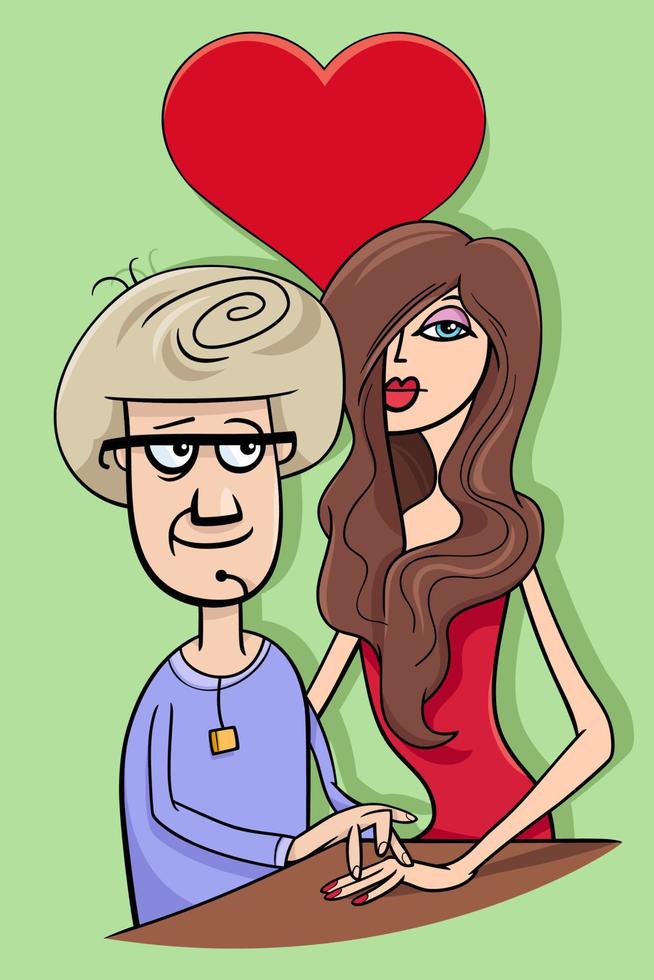 valentine card with cartoon couple in love vector