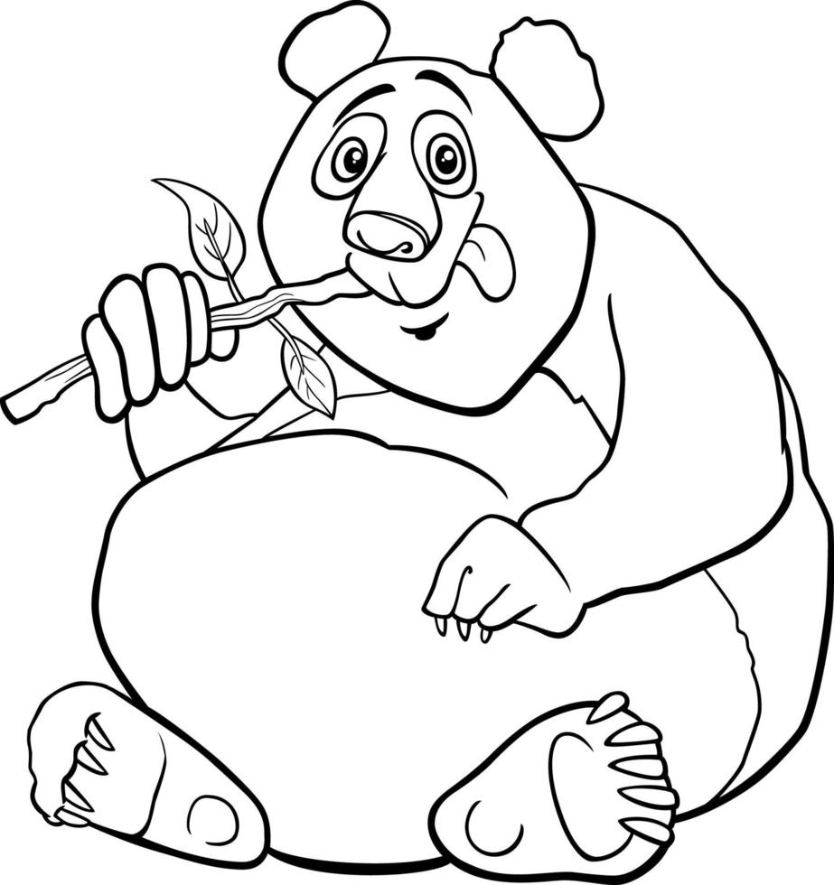 cartoon giant panda animal character coloring book page vector