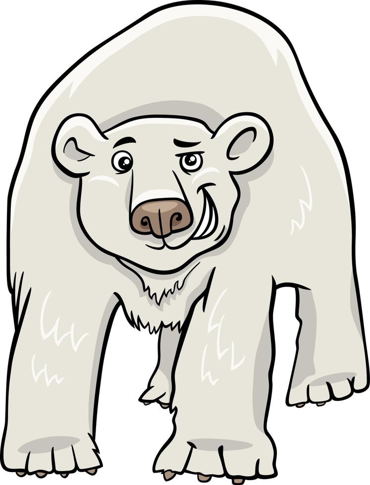 personaje animal de oso polar de dibujos animados vector