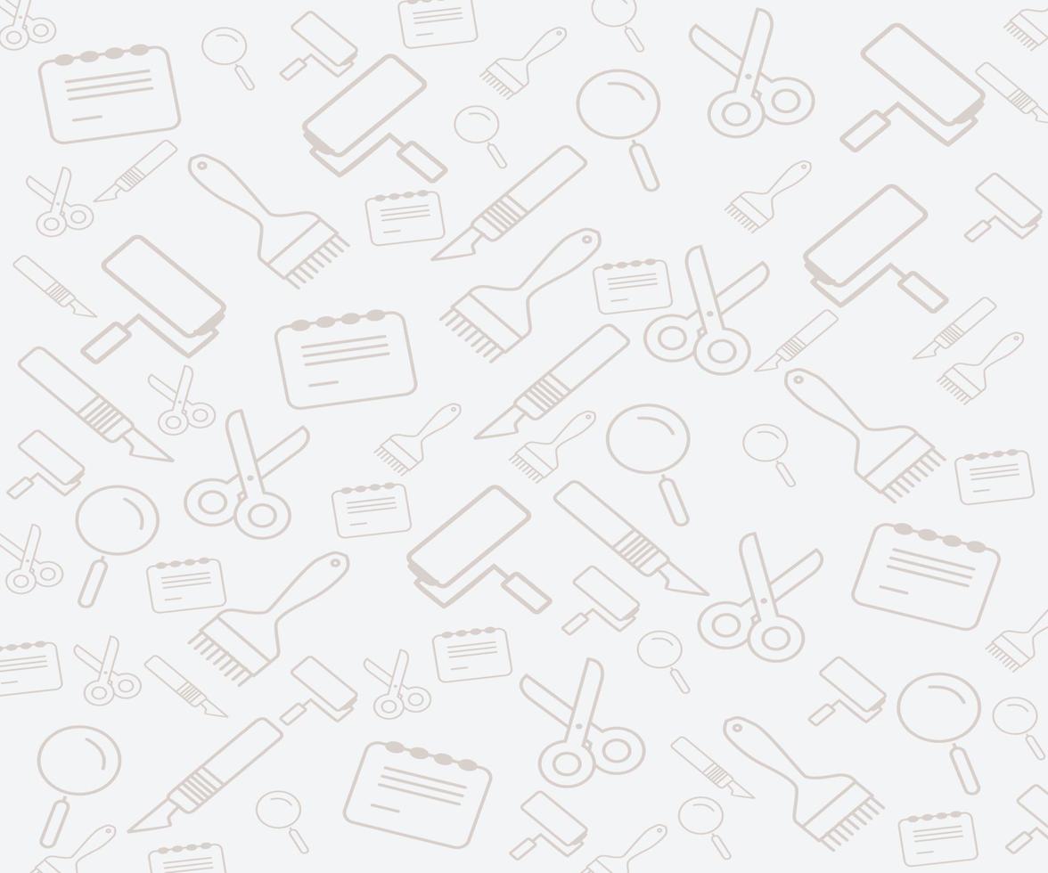Background with pattern of razors, scissors, blades, vector