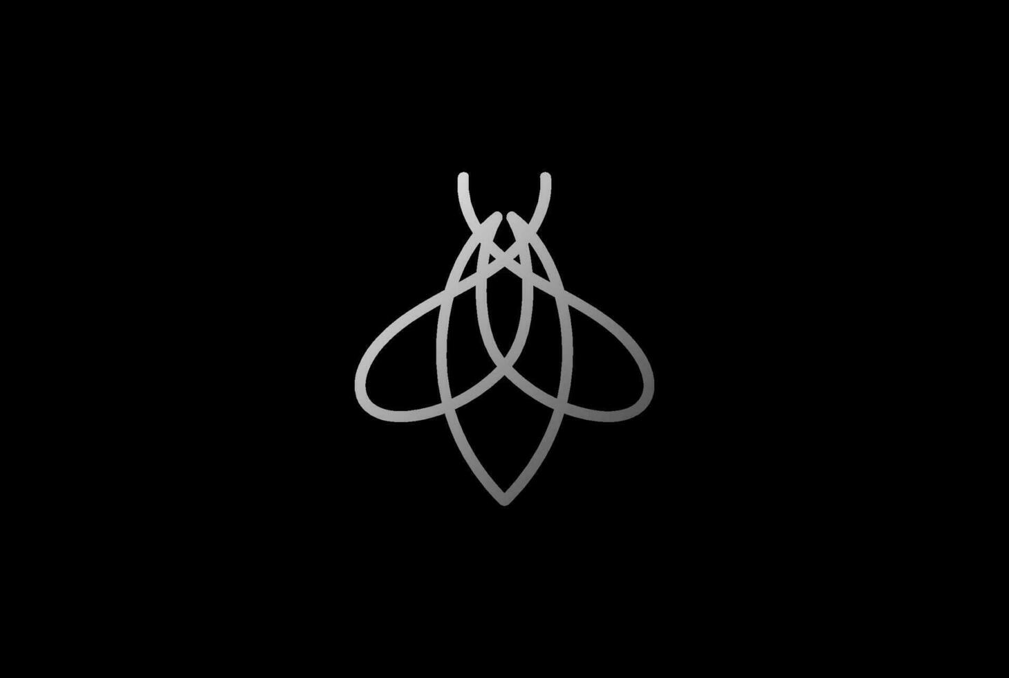 Simple Minimalist Butterfly line Line Outline Monogram Logo Design Vector