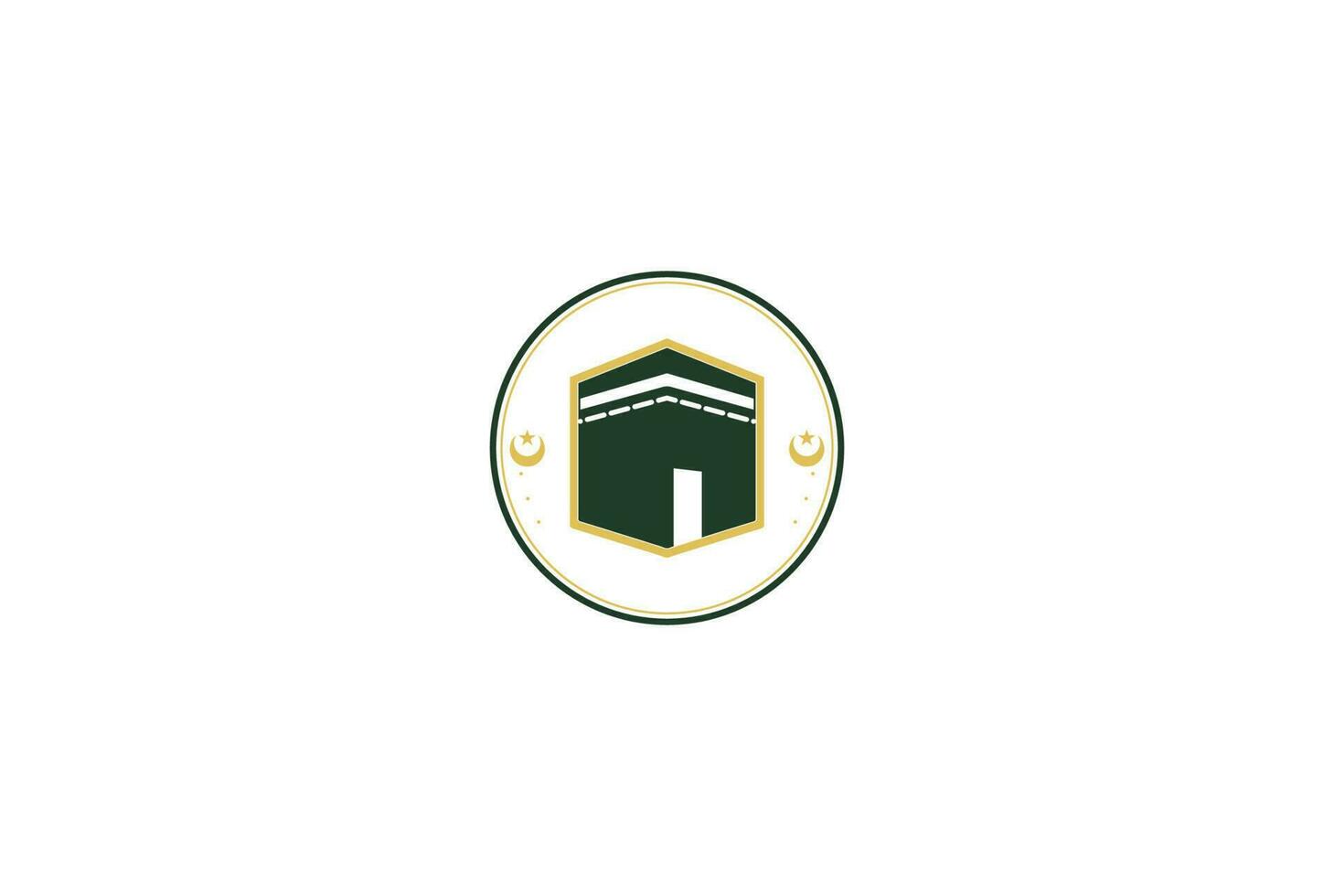 Simple Minimalist Kaaba Muslim Hajj Logo Design Vector
