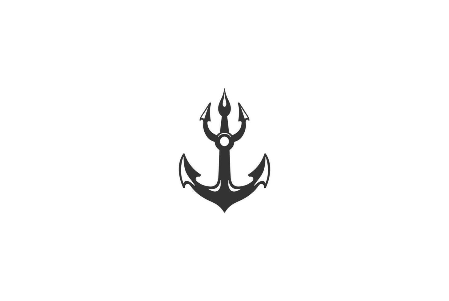 Old Hipster Retro Vintage Anchor Trident Logo Design Vector