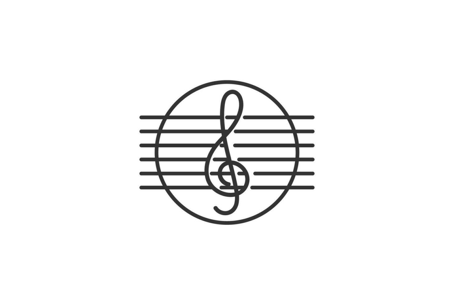 notas de música retro vintage y vector de diseño de logotipo de cuerda de guitarra