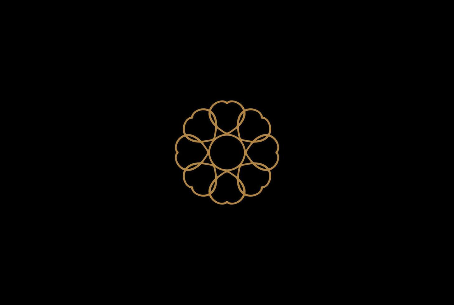 Circle Elegant Golden Luxury Flower Line Pattern Logo Design Vector