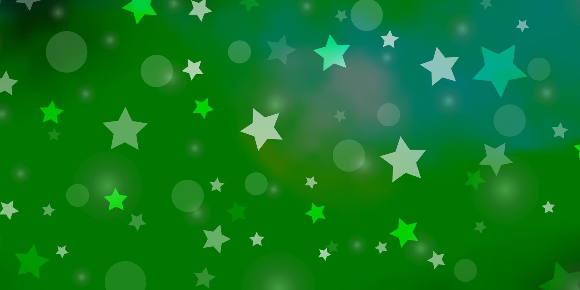 Light Blue, Green vector pattern with circles, stars.