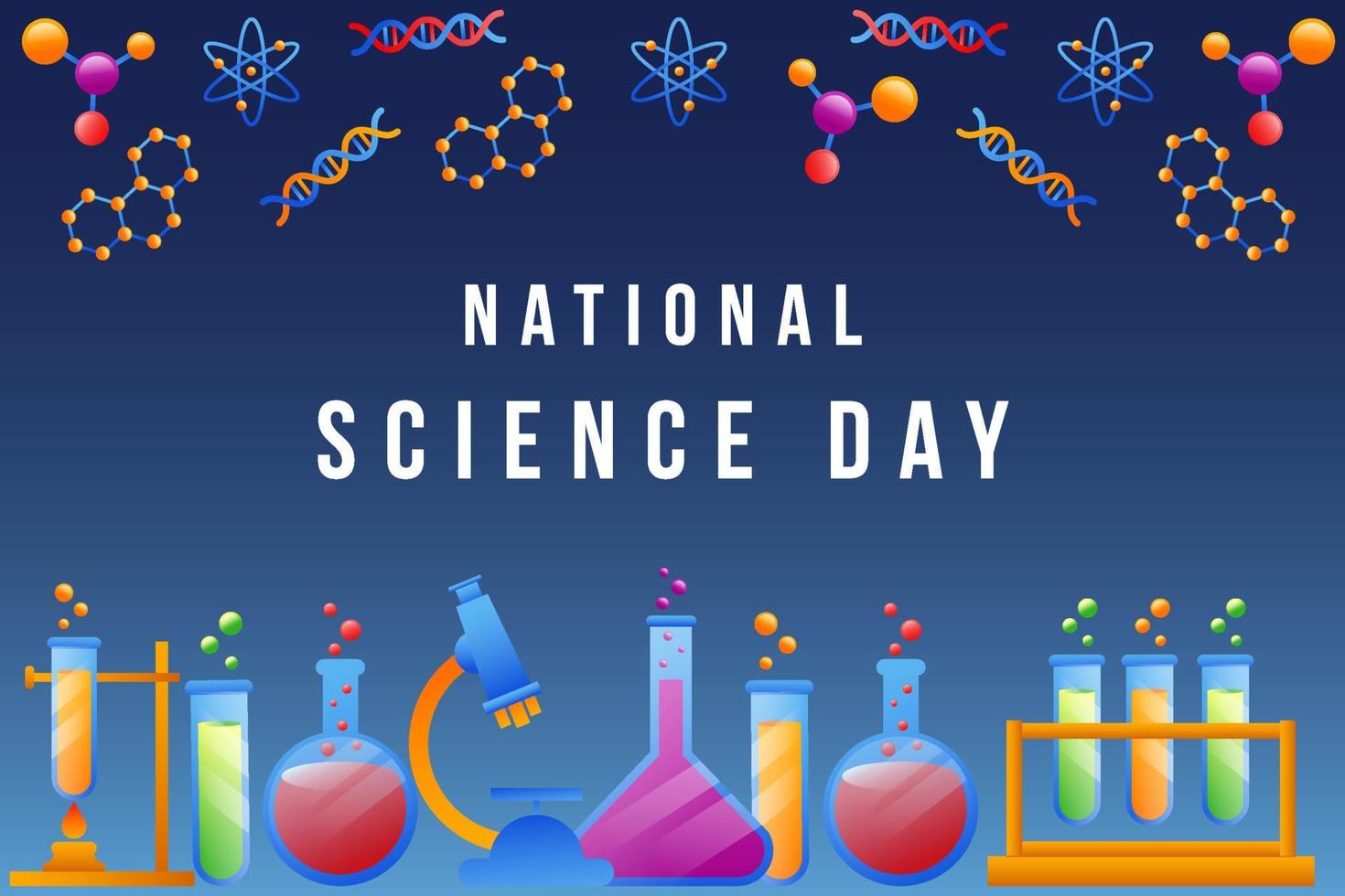 gradient national science day background with science element vector