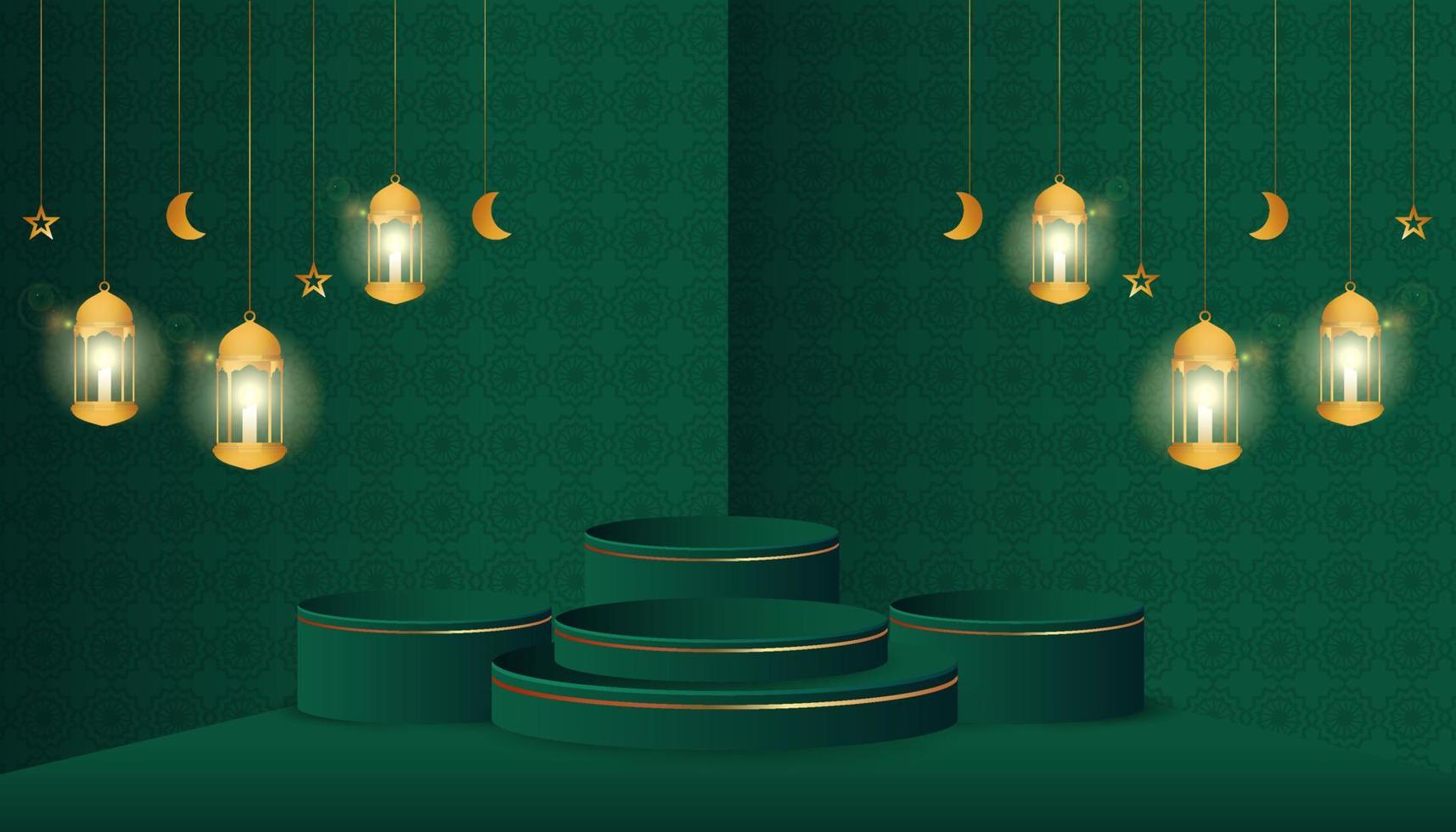 ramadan kareem con podio. escena ramadan kareem para publicidad vector