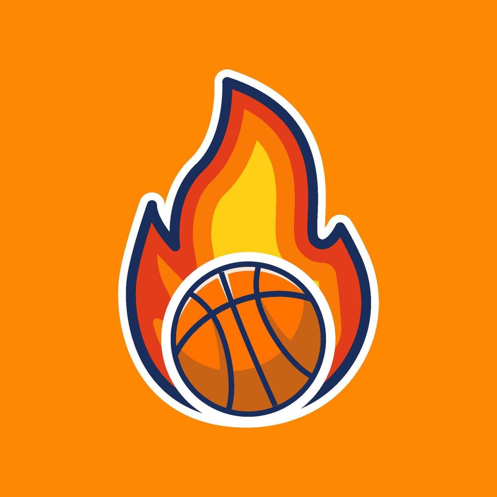 ilustración de baloncesto cubierto de fuego vector