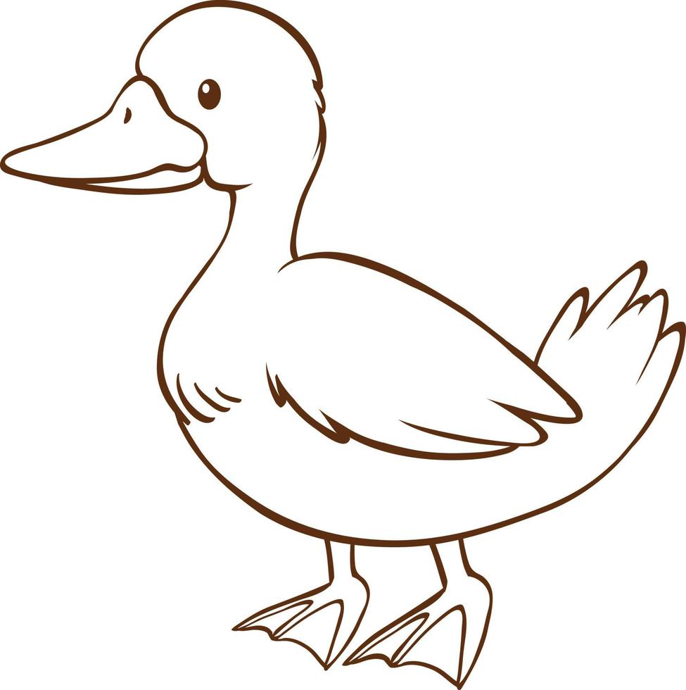 Duck in doodle simple style on white background vector