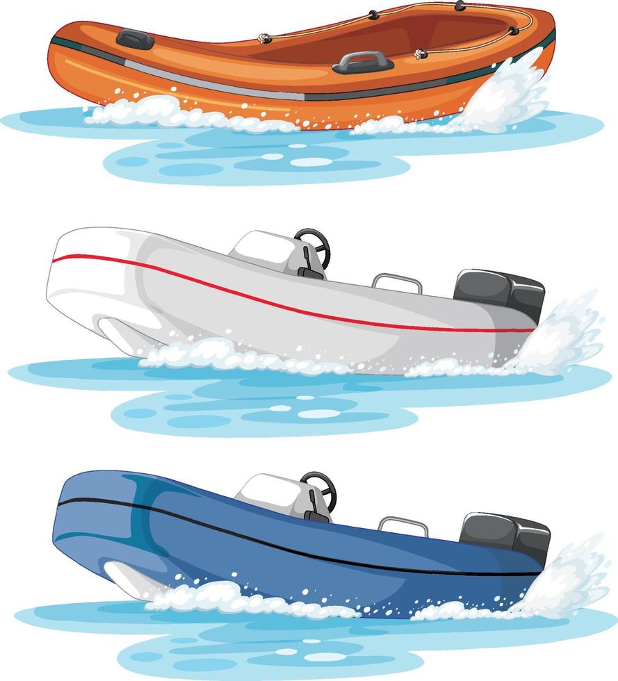 Conjunto de diferentes tipos de barcos y barcos aislados. vector