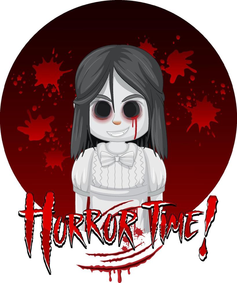Ghost girl with black eyes vector