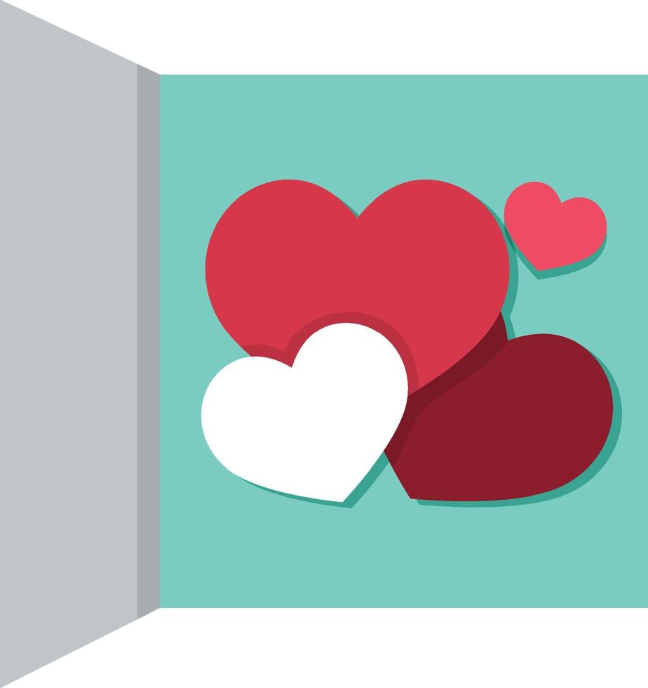 Opened card with red hearts vector