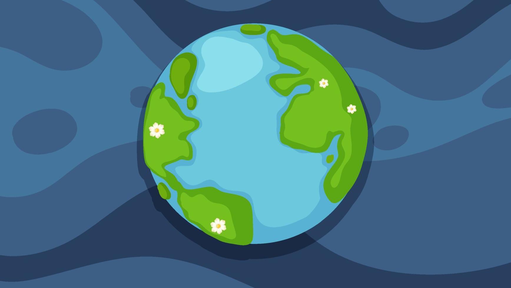 Earth planet in space background in cartoon style vector