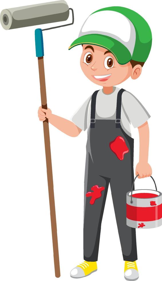 A male painter cartoon character on white background vector