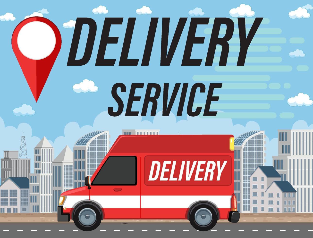 Delivery Service banner with panel van in the city vector