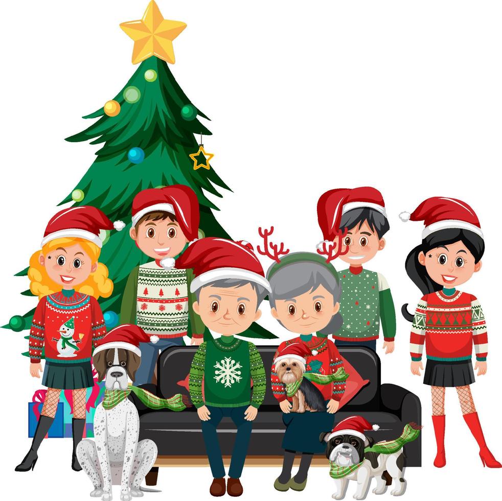 Happy family in Christmas theme vector