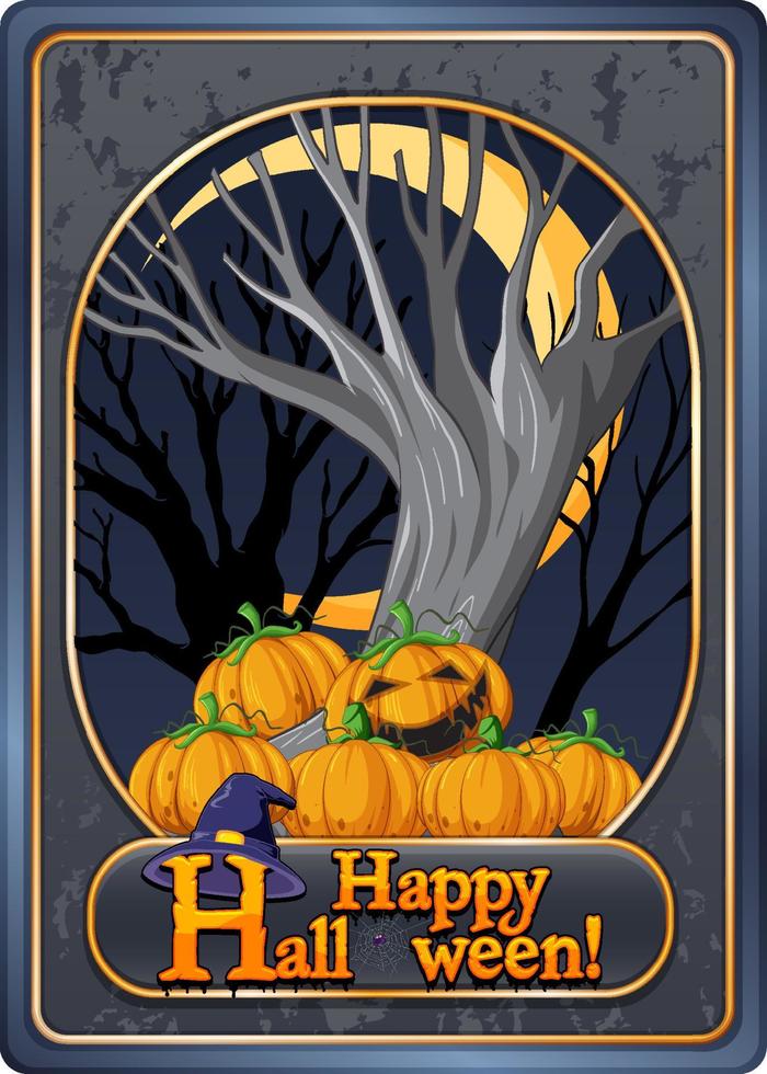 Happy Halloween game card template vector