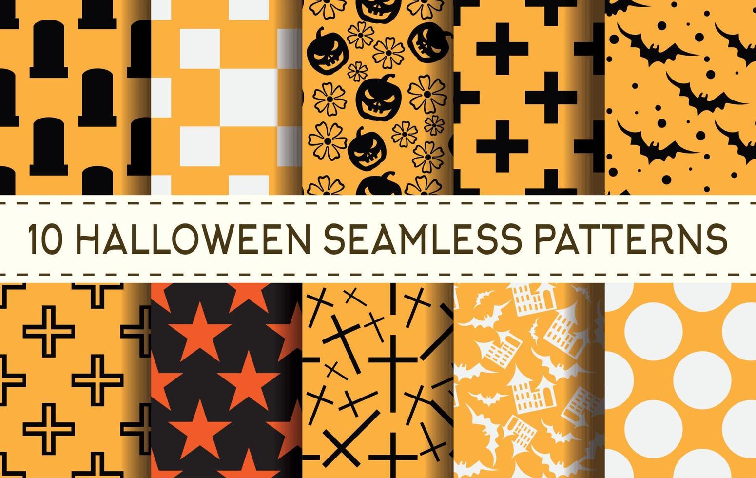 Set of 10 halloween seamless patterns. vector