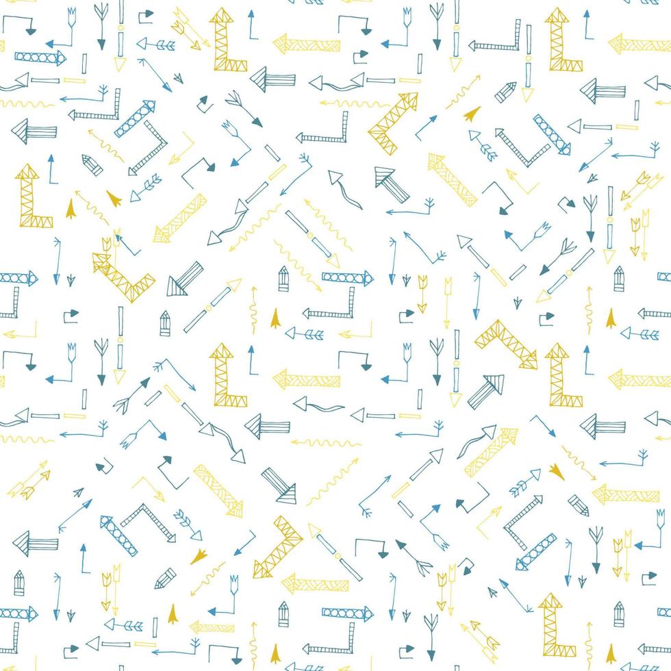 Hand drawn seamless pattern with arrows. Vector illustration