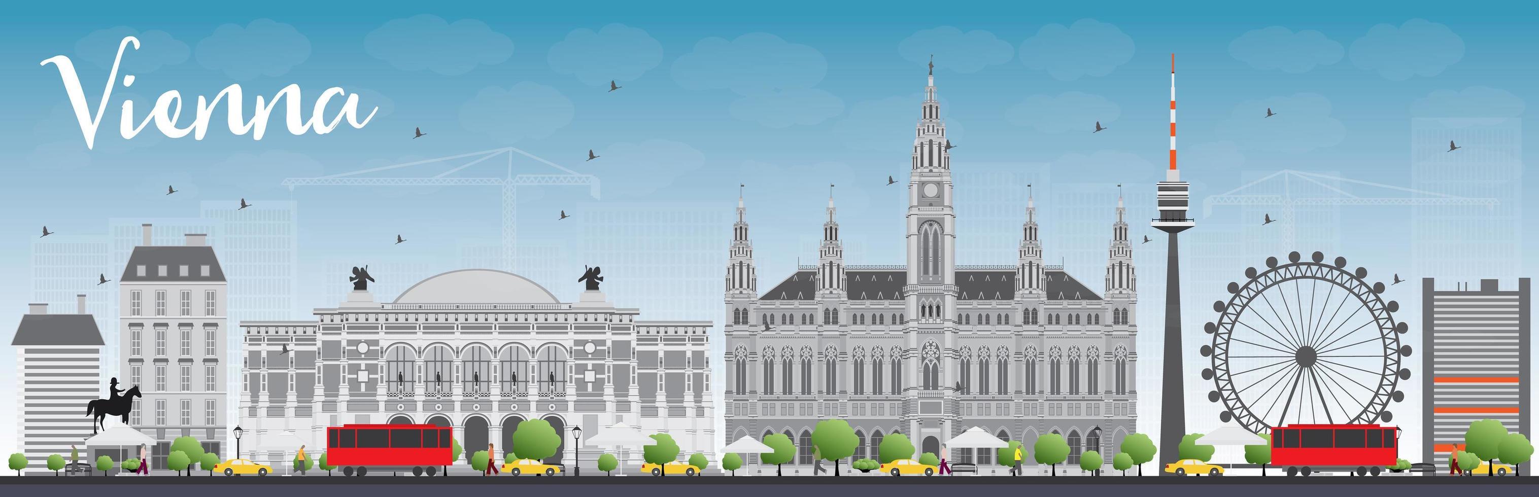 horizonte de viena con edificios grises y cielo azul. vector