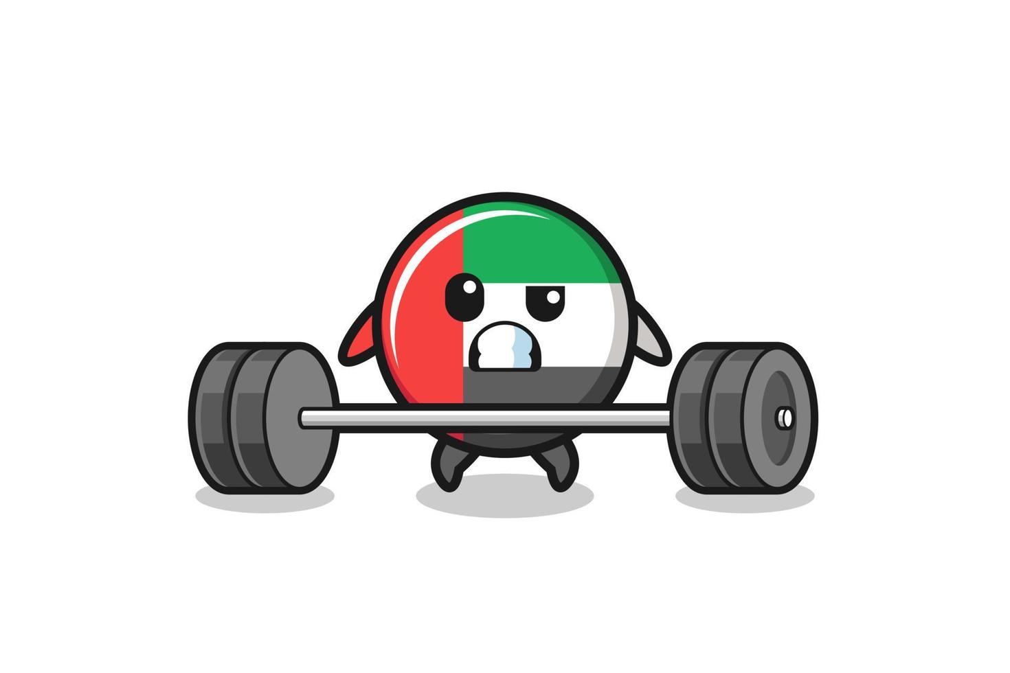 cartoon of uae flag lifting a barbell vector