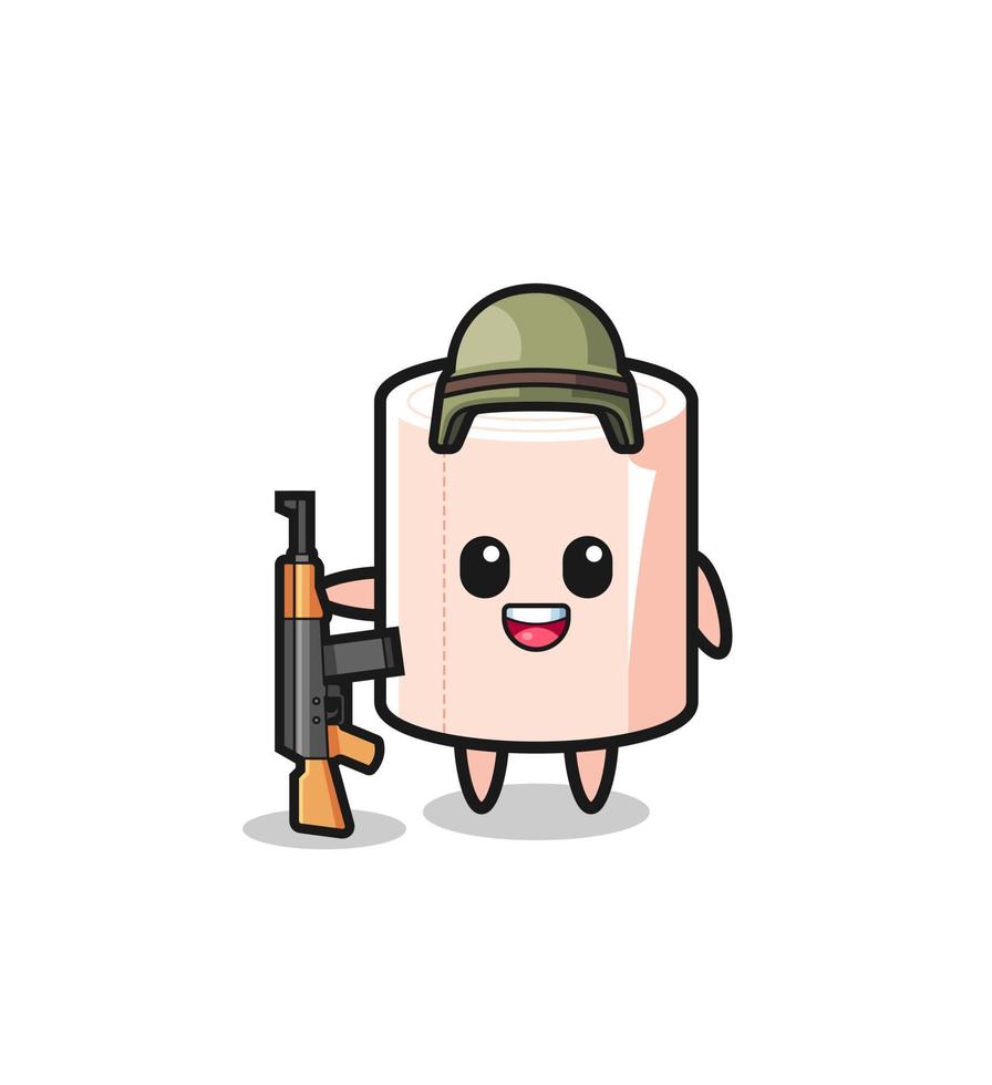 cute tissue roll mascot as a soldier vector