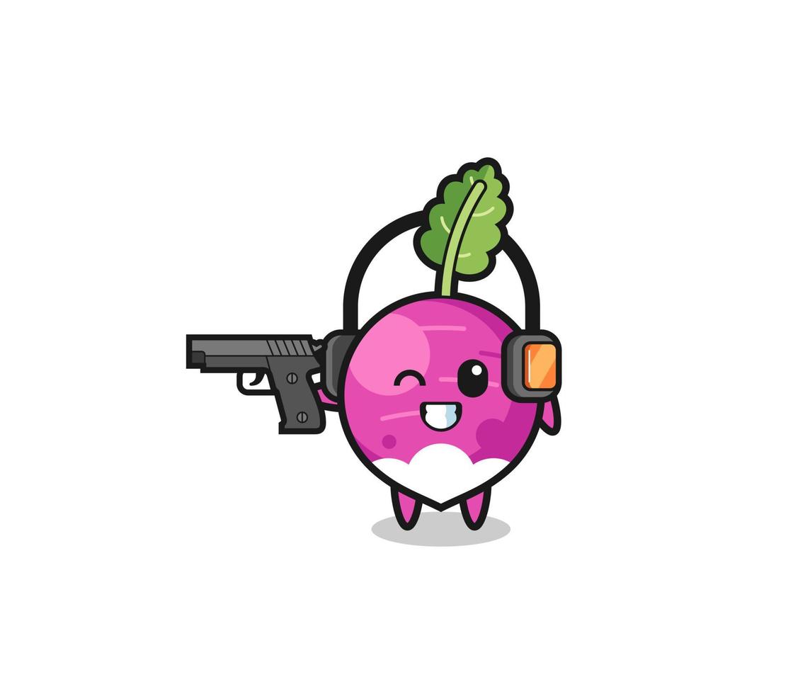 illustration of turnip cartoon doing shooting range vector