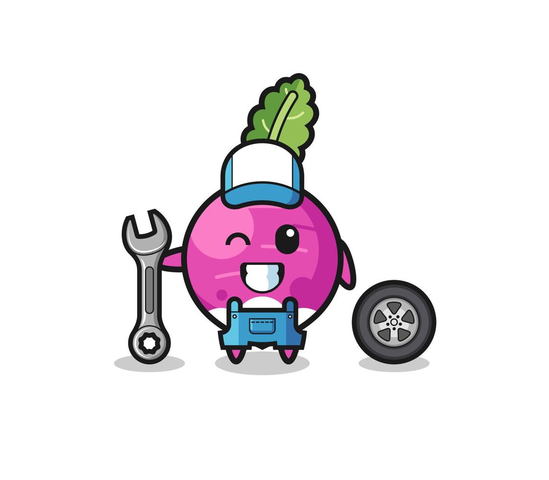 the turnip character as a mechanic mascot vector