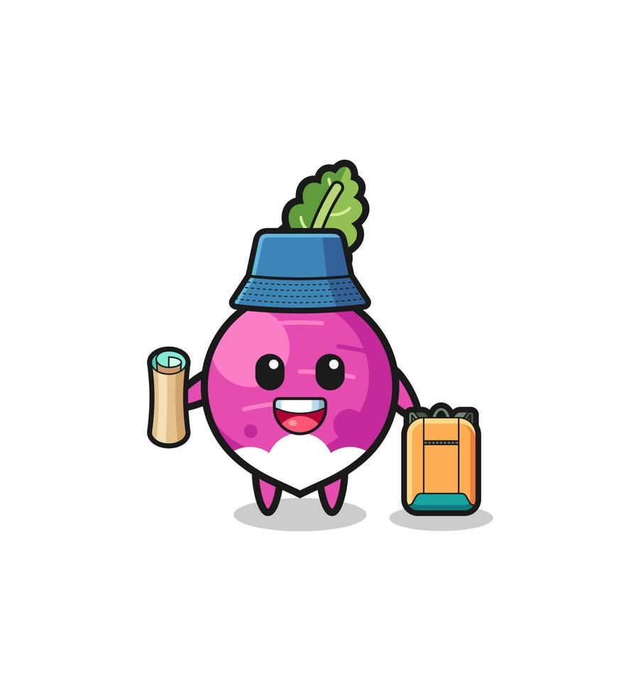 turnip mascot character as hiker vector